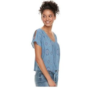 Mudd cold shoulder tie front hem shirt BRAND NEW